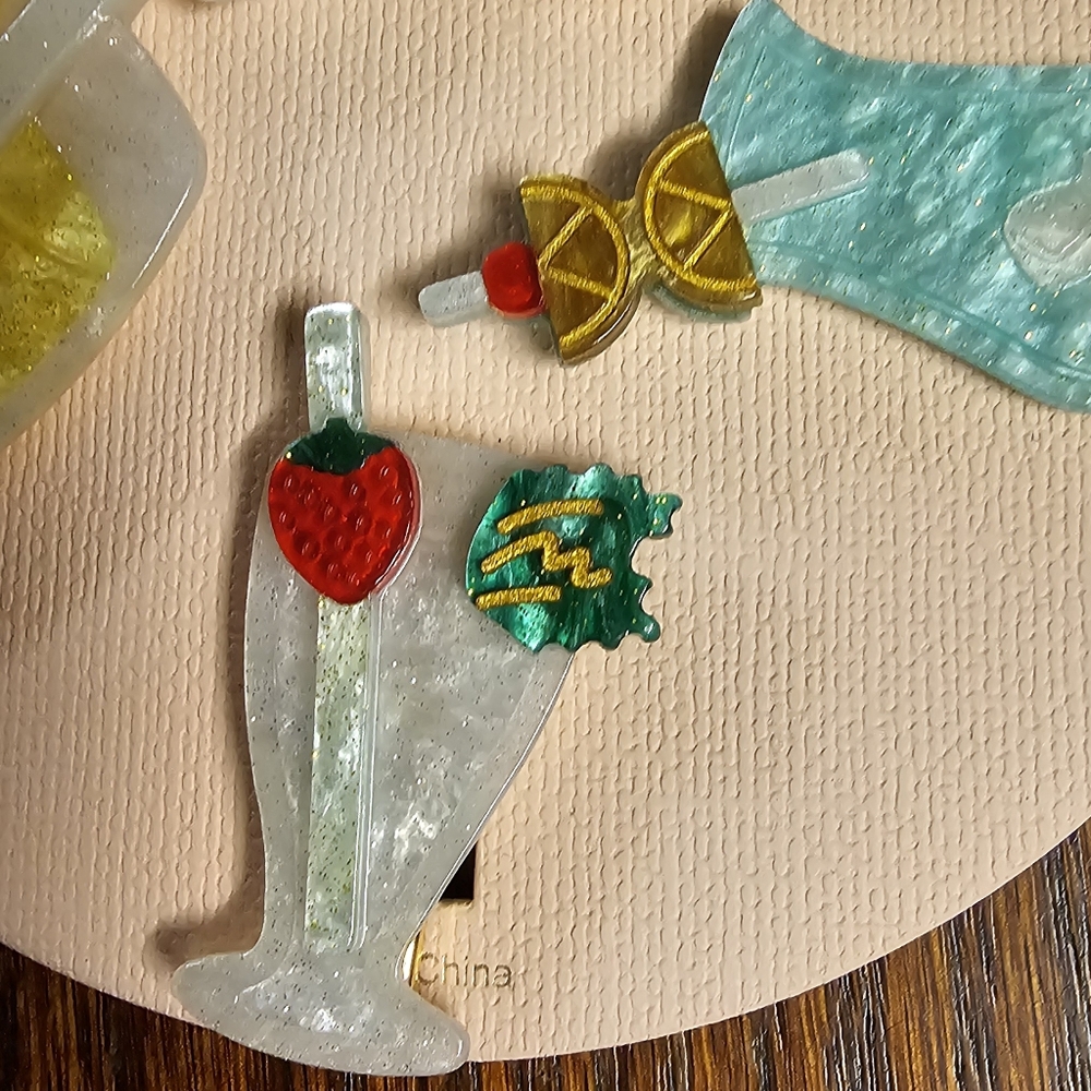 Tropical Vacay Drink Hair clips Set of Five NIP - Picture 4 of 6